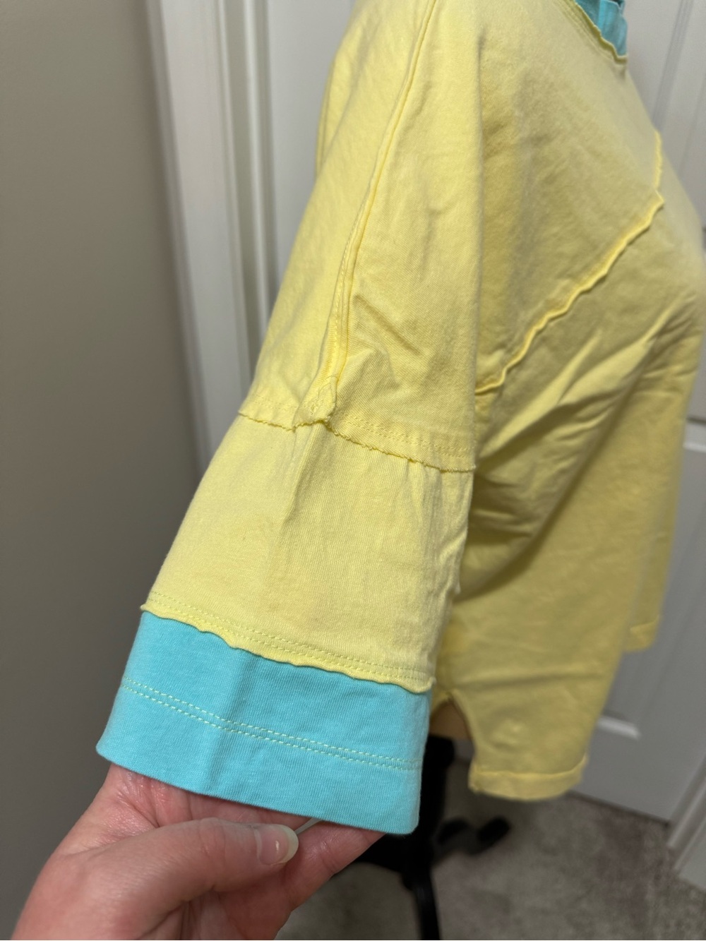 Yellow & Blue Color-Block Tee - Picture 5 of 8